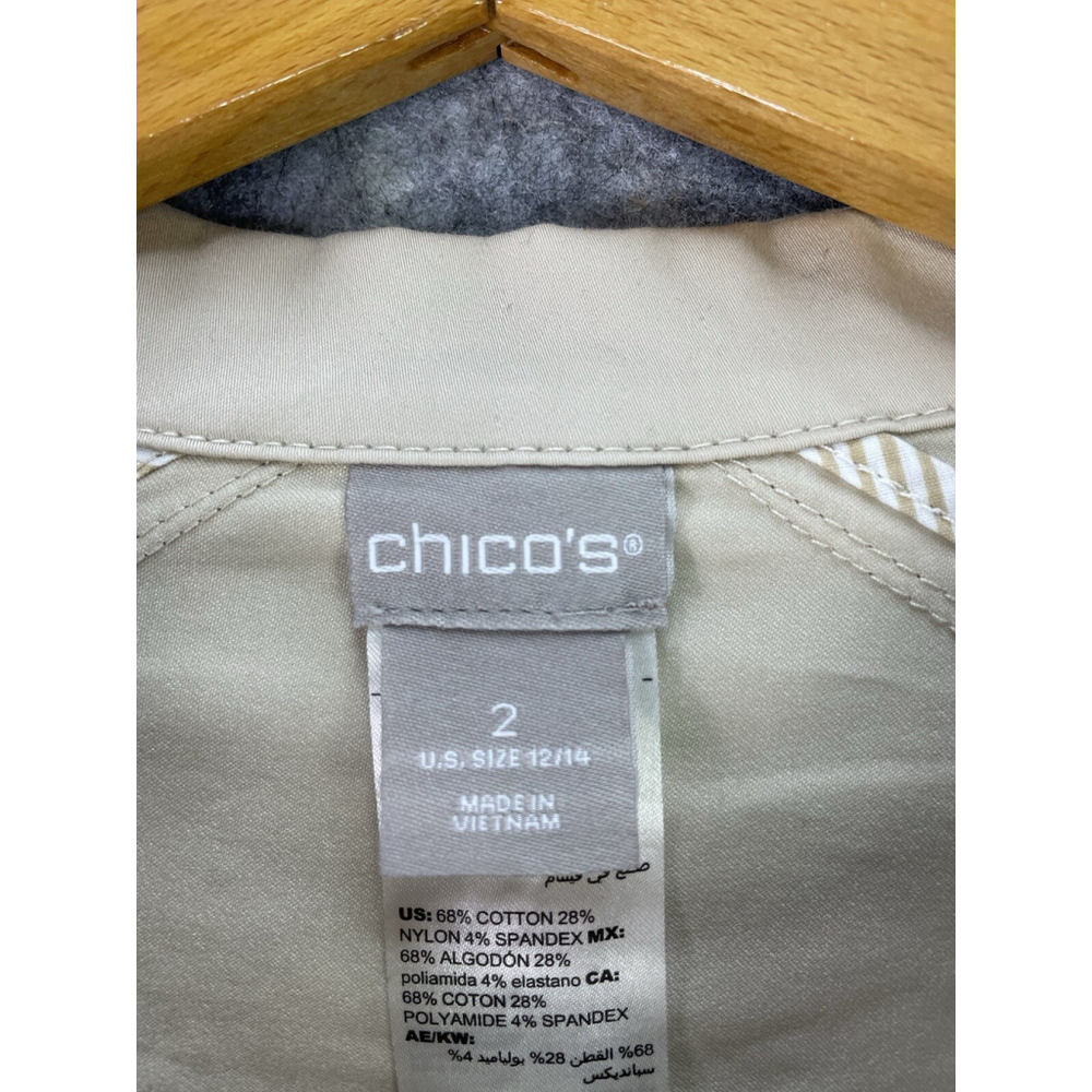 Chicos Luxe Twill Utility Jacket Size 2 US 12/14 Snap Cotton Pockets Stretch - Picture 5 of 12